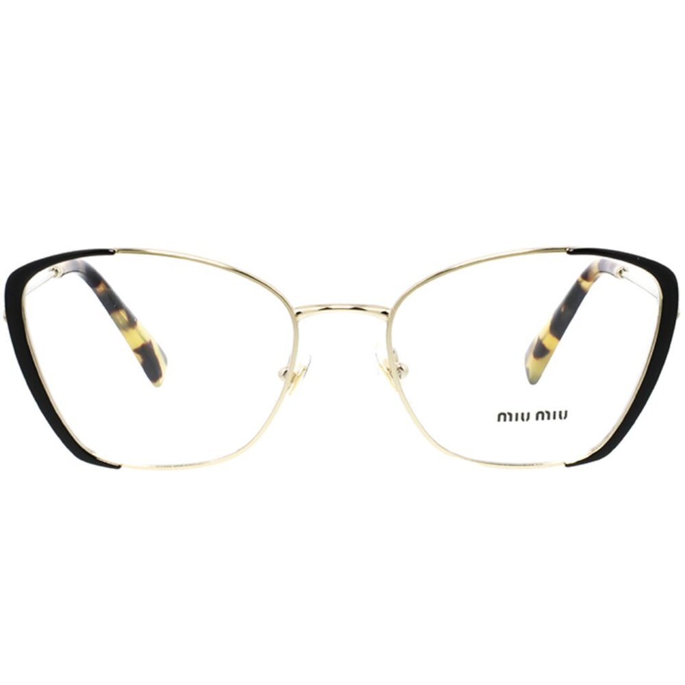 Miu Miu Eyeglasses Frames VMU51U Black Gold Tortoise Cat Eye Full Rim 54-18-140